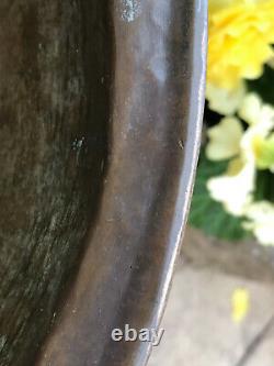 Antique Vintage Large Brass Planter Log Bin Pot Jardinaire Hand Beaten Riveted