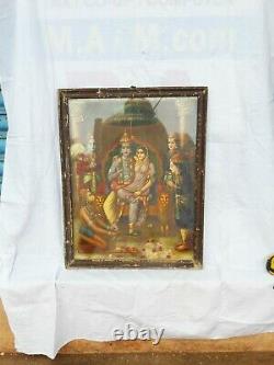 Antique Vintage Litho Print Hindu Lord Ram Sita Lakshman Hanuman Wall HomeDecor