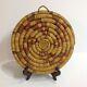 Antique Vintage Native American (hopi) Indian Flat Coiled Basket Plaque Tray