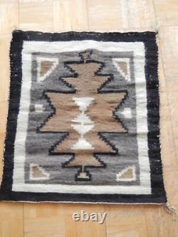 Antique / Vintage Navajo Indian Two Grey Hills Rug 25x28 -classic Design