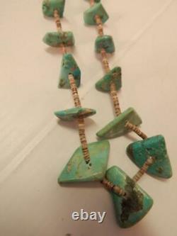 Antique Vintage Navajo / Santo Domingo Pueblo Indian Turquoise + Heishi Necklace