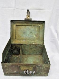 Antique Vintage Old 18c Full Brass Bronze Multi Purpose Trinket Box Original-Key
