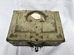 Antique Vintage Old 18c Full Brass Bronze Multi Purpose Trinket Box Original-Key