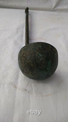 Antique Vintage Old Indian Hindu Temple Pooja Religious Brass Bronze Spoon Rare