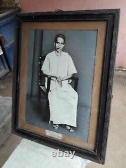 Antique Vintage-Old Photo of Painting 1962 South Indian Man @ Dhoti Wooden Frame