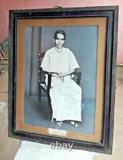 Antique Vintage-Old Photo of Painting 1962 South Indian Man @ Dhoti Wooden Frame