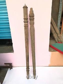 Antique Vintage Old Rosewood Wooden Staircase Columns Post Bed Side Pillar Leg