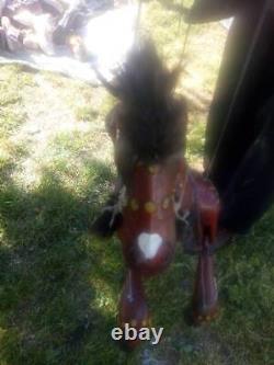 Antique Vintage Old Wooden Horse Articulated Dolls