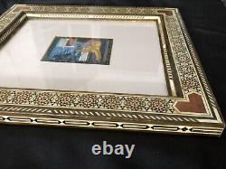 Antique Vintage PAIR Persian/Indian Painting Khatam Inlay Art Wooden Frame