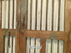Antique Vintage Pair Reclaimed Indian Wooden Jali Dog Garden Interior Gates Door