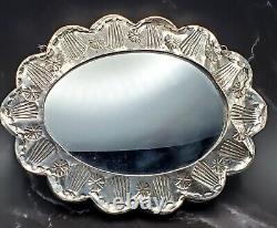 Antique Vintage Persian or Indian 900 Coin Silver Courting Mirror Not Sterling