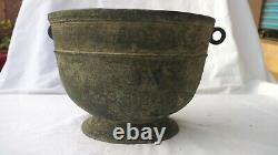 Antique Vintage Pooja Religious Brass Bronze Pot Vase Bowl Rare Rich Patina b1