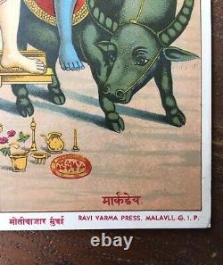 Antique Vintage Raja Ravi Varma Lithograph Oleograph #816 Print India Hindu 7x10