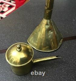 Antique Vintage Religious Quirky Indian Arabic Brass Oil Lamp Holder Stand