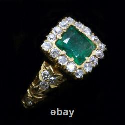 Antique Vintage Ring 22k Gold Emerald Diamonds Mughal Indian w Appraisal (4909)