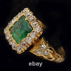 Antique Vintage Ring 22k Gold Emerald Diamonds Mughal Indian w Appraisal (4909)