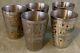 Antique/vintage (set Of 5) Silver Plated Brass Indian Islamic Etched Lassi Cups