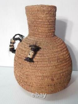 Antique / Vintage Southwest Paiute Indian Water Bottle Basket Horsehair Handles