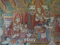 Antique Vintage Thai Asian Gouache Painting Indian Chinese Thangka Buddhist Int