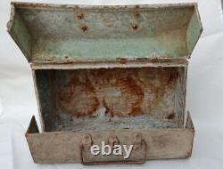 Antique Vintage Unique Folding Painted Tin Barber Tools Carry Travel Box India
