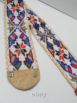 Antique / Vintage Western Chippewa Indian Beaded Belt + Buckle Woodlands