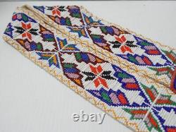 Antique / Vintage Western Chippewa Indian Beaded Belt + Buckle Woodlands