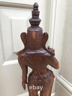 Antique Vintage Wooden Hand Carved Hindu Goddess Parvati