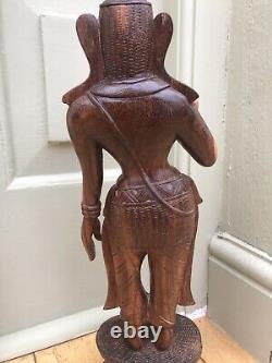 Antique Vintage Wooden Hand Carved Hindu Goddess Parvati
