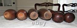 Antique/Vintage Wooden Indian Circus / Exercise Juggling Pins & Dumbbells
