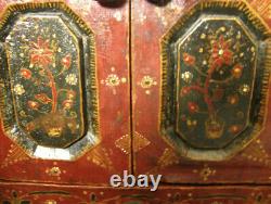 Antique Vintage solid wood hand crafted small side Cabinet Tibetan / Indian