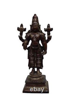 Antique Vishnu Statue Hindu God Mahavishnu Panchaloha Sculpture Vintage Figurine