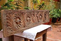 Antique Wall Panel Floral Wooden Ancient Art Sculpture Hand Carved Rare Vintage