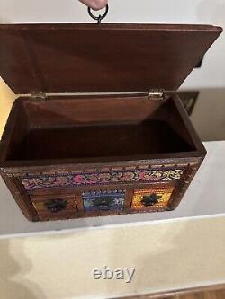 Antique Wooden Boho Indian Box With Drawers
