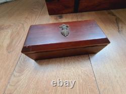 Antique Wooden Ink pot Pen Holder Stand WW2 British Military Campaign Stationery