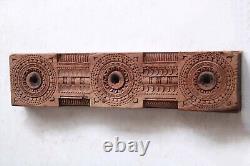 Antique Wooden Plaque Beam Lintel Flower Mandala Carving Vintage Home Wall Decor