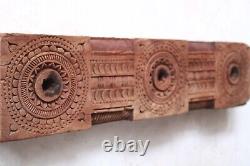 Antique Wooden Plaque Beam Lintel Flower Mandala Carving Vintage Home Wall Decor