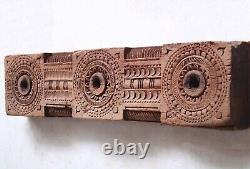 Antique Wooden Plaque Beam Lintel Flower Mandala Carving Vintage Home Wall Decor