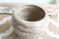 Antique Wooden Pot Indian vintage wooden planter Flower vase Farmhouse dec