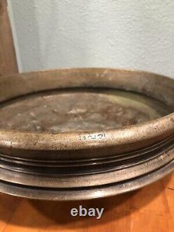 Antique bronze Indian Urli Bowl Writing Symbols On Rim Uruli Vessel Temple Bowl