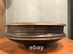 Antique bronze Indian Urli Bowl Writing Symbols On Rim Uruli Vessel Temple Bowl