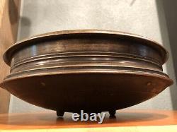 Antique bronze Indian Urli Bowl Writing Symbols On Rim Uruli Vessel Temple Bowl