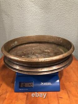 Antique bronze Indian Urli Bowl Writing Symbols On Rim Uruli Vessel Temple Bowl