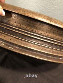 Antique bronze Indian Urli Bowl Writing Symbols On Rim Uruli Vessel Temple Bowl