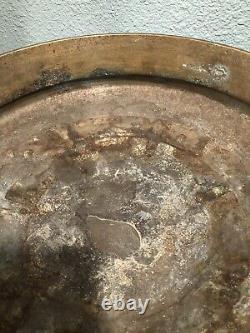 Antique bronze Indian Urli Bowl Writing Symbols On Rim Uruli Vessel Temple Bowl