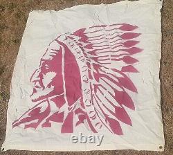 Antique vintage 1940's 50s rodeo western banner flag Indian Chief 40 X 44