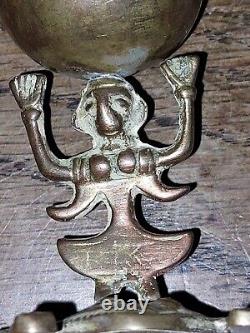 Antique/vintage Indian Brass Figurine Of A Female Deity Standing On A frog
