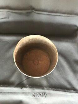 Antique vintage old primitive food grains measuring scoop cup bowl madeiron b14