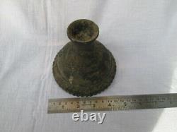 Antique vintage old rare solid brass/bronze handmade candle stand holder 18c