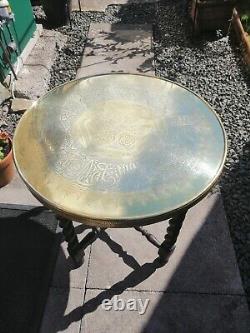 Antique /vintage (pre 1940s) Folding Table With Brass Covered Top