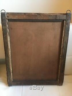 Authentic Indian Shuttered Window Frame Mirror Teak Turquoise Distressed Vintage